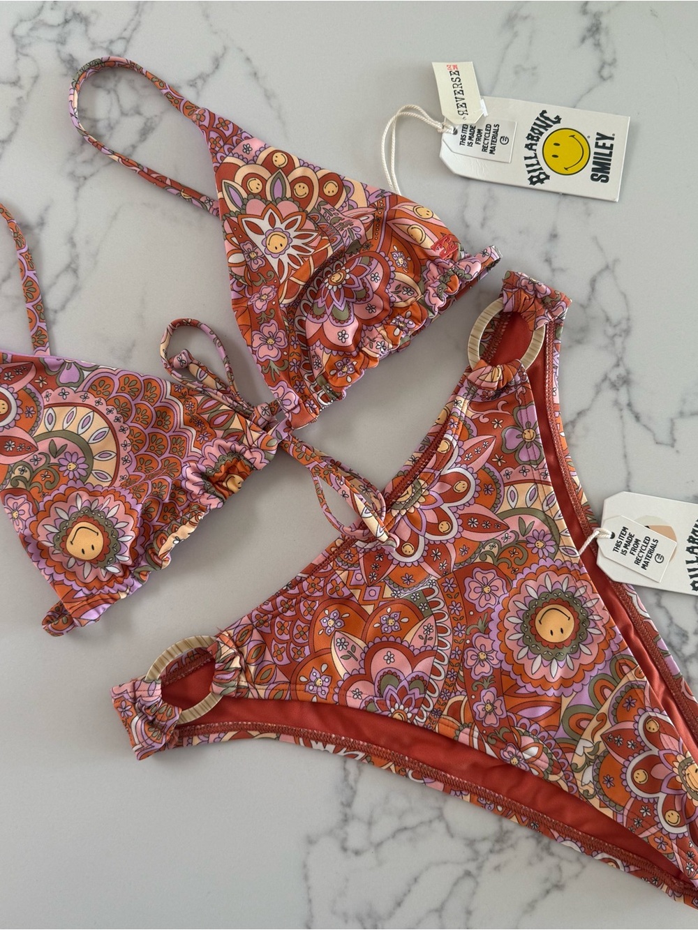 Billabong x Smiley Good Times Triangle Top & Havana Bikini Bottom SET - Size S/M